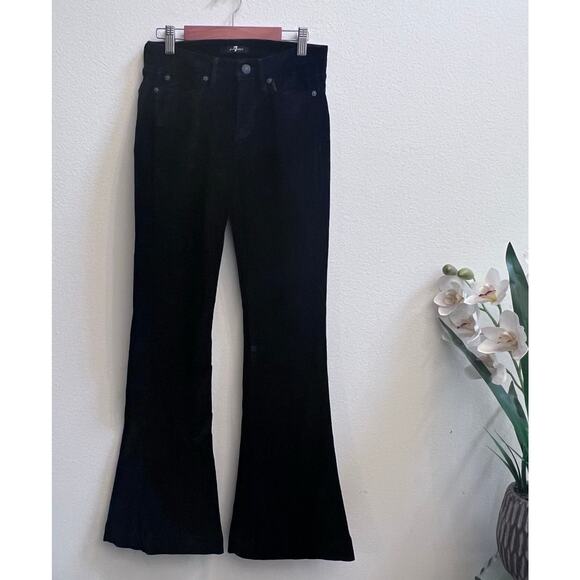 7 For All Mankind Black Velvet Flared Jean Women's Size 24 Boho Festival Denim - Picture 1 of 7